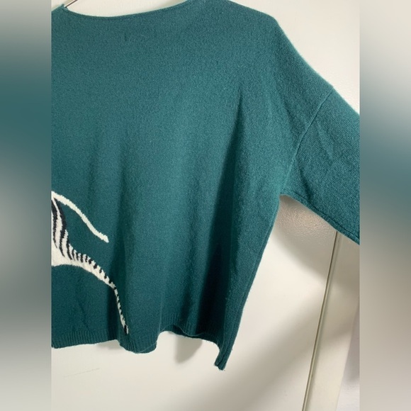 Maeve, by Anthropologie, cashmere, green, zebra sweater. S - Picture 5 of 8